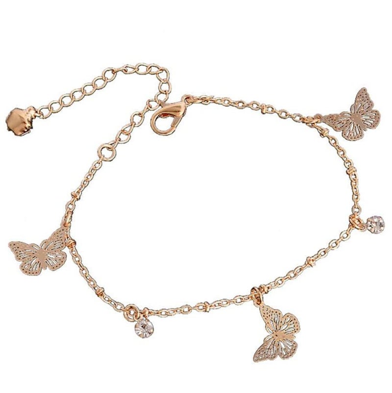 Sither سوار كاحل فراشة سيثير للنساء مع قلادة كريستالية سوار كاحل سلسلة بوهيمية قابلة للتعديل مصنوعة يدويًا مجوهرات للقدم واليد هدية - Image 1